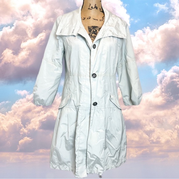 United Colors Of Benetton Jackets & Blazers - UNITED COLORS OF BENNETON ladies cinched raincoat 6 42 light blue